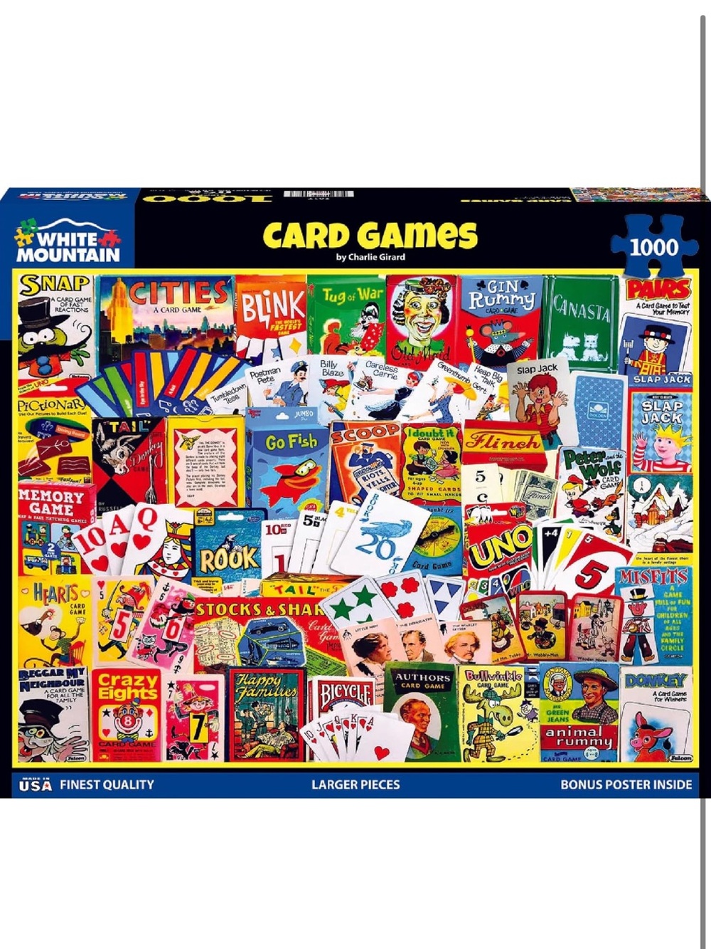 White Mountain 1000 Piece Jigsaw Puzzle Nostalgic Classics, Card Games